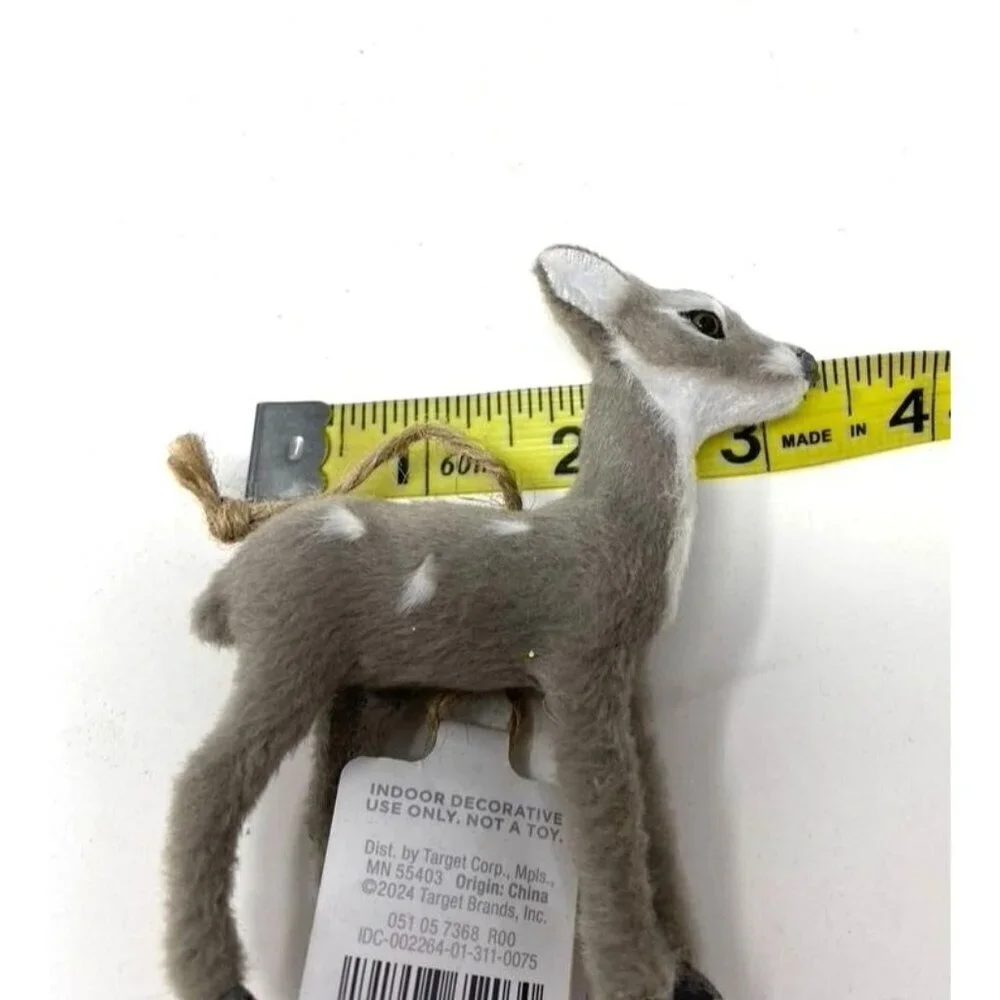 Target Faux Fur Grey Deer Christmas Tree Ornament Gray with Spots Wondershop™